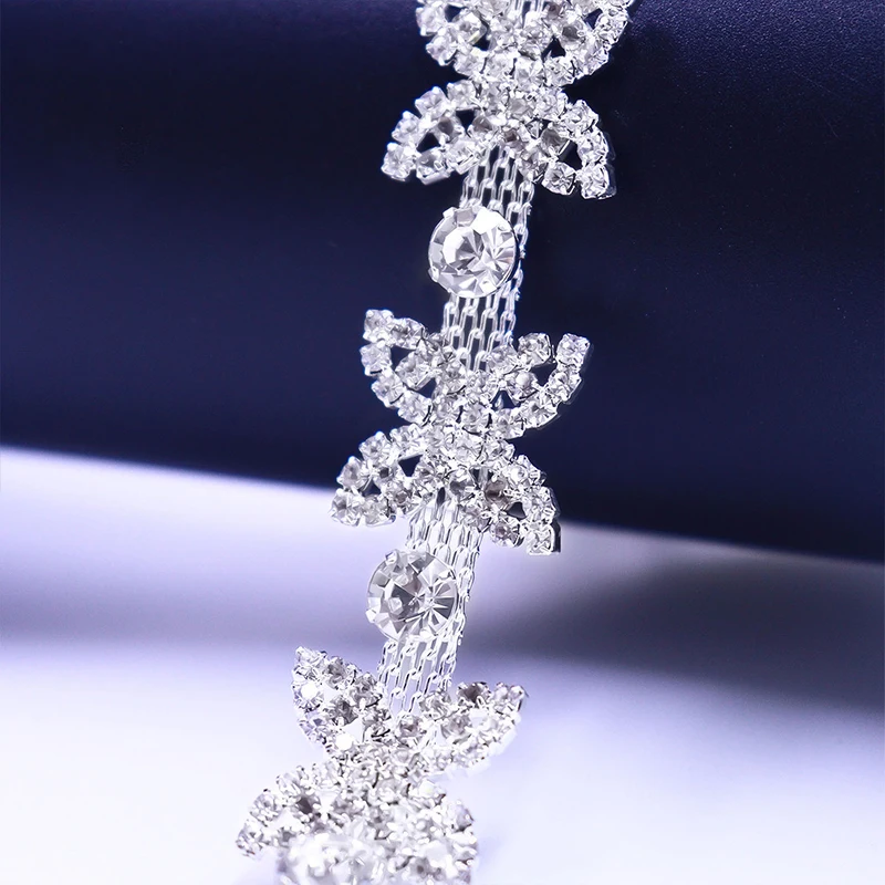 

Shiny Butterfly Crystal Applique Rhinestone Trim for Gowns Crafts Bridal Belts Wedding DIY Fashion Accessories