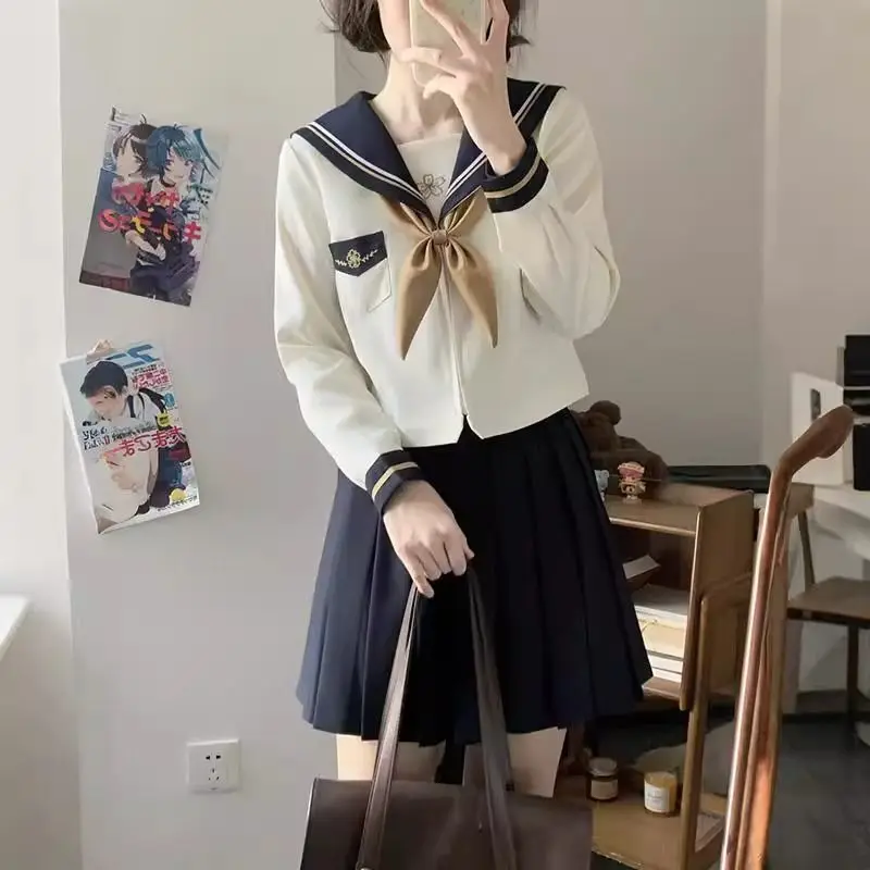 Japanischer koreanischer JK-Uniformanzug, College-Stil, Frühlings-Matrosenanzug, lange kurze Ärmel, drei Farben, optional, niedlicher Stil, Rollenspiel