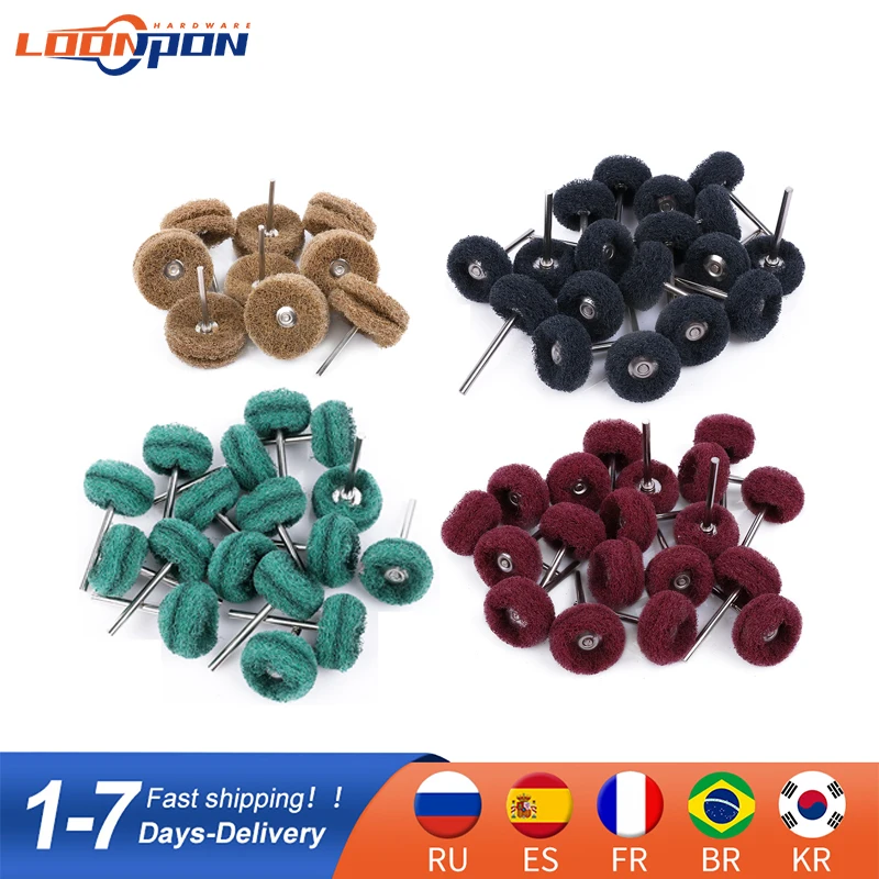 

40Pcs 38mm Abrasive Wheel Brush Nylon Fiber Buffing Wheel Set with 1/8" Shank Rotary Tool for Polishing Metal 80 150 240 300#