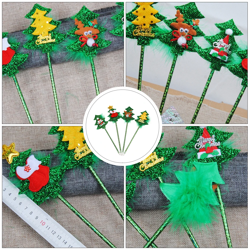 

4 Pcs Cartoon Decorative Pen Cute Christmas Ballpoint Pens Ornament Resin Writing Accessory