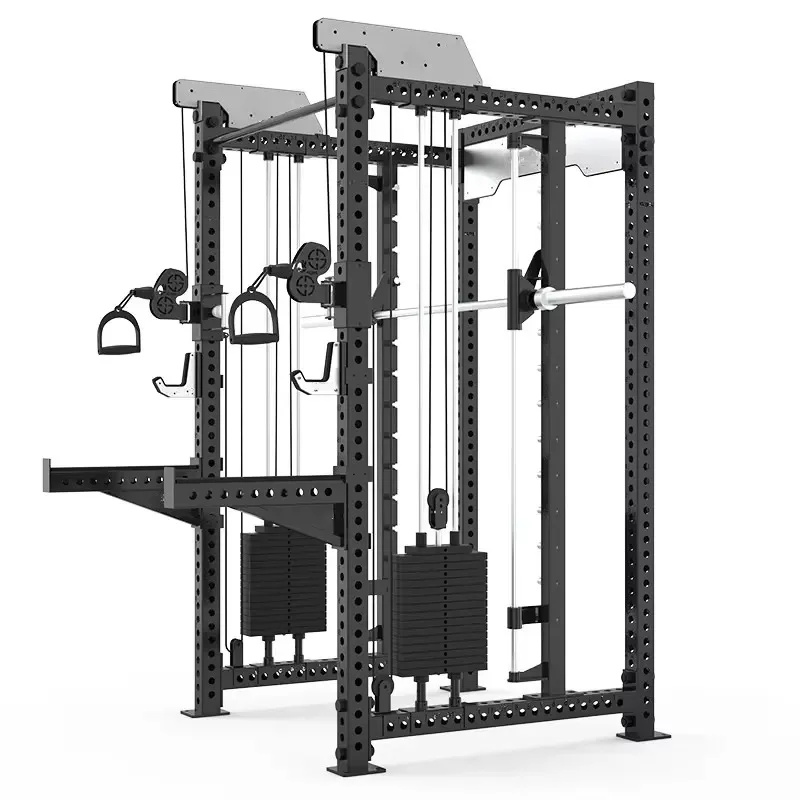 

Professional Commercial Smith Machine Power Cage Squat Rack Multi Function Cable Crossover Trainer Gantry Rack Strength Exercise
