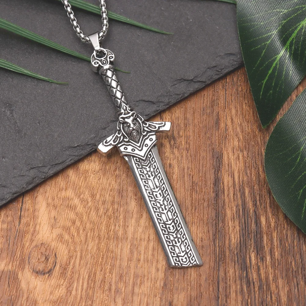 

Vintage Viking Rune Nordic Giant Sword Pendant Charm Men's Necklace Fashion Christmas Valentine's Day Gift Protector Jewelry