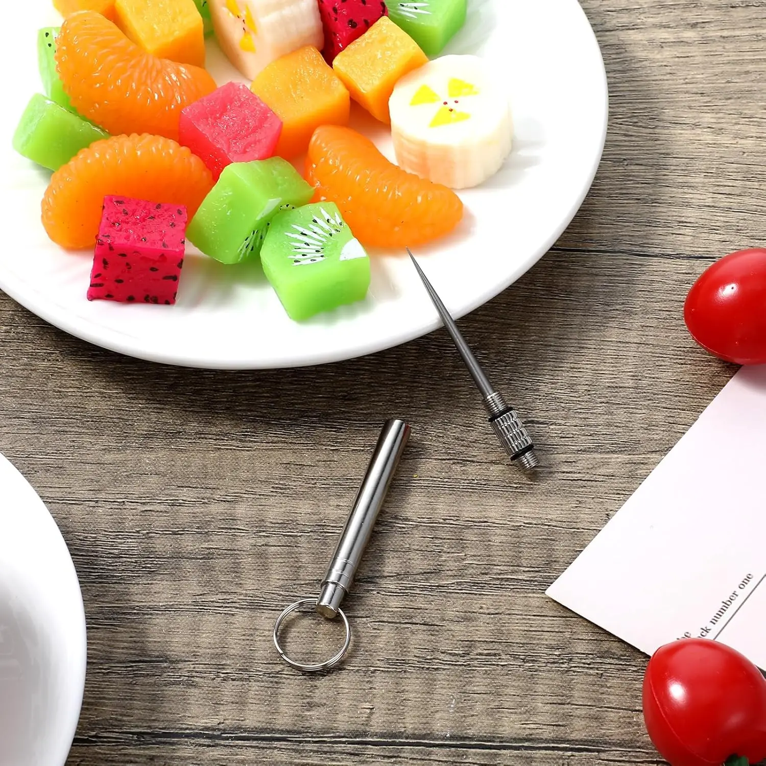 Portable Mini Toothpick, Reusable Toothpick, Stainless Steel Keychain Metal Toothpick for Picnics, Camping, and Travel