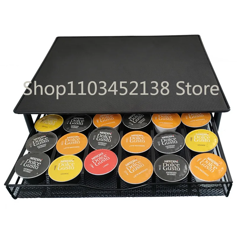 Coffee Capsule Storage Box, Drawer Type 36 Docle Gusto Black Silver Qukusi Coffee Capsule Rack