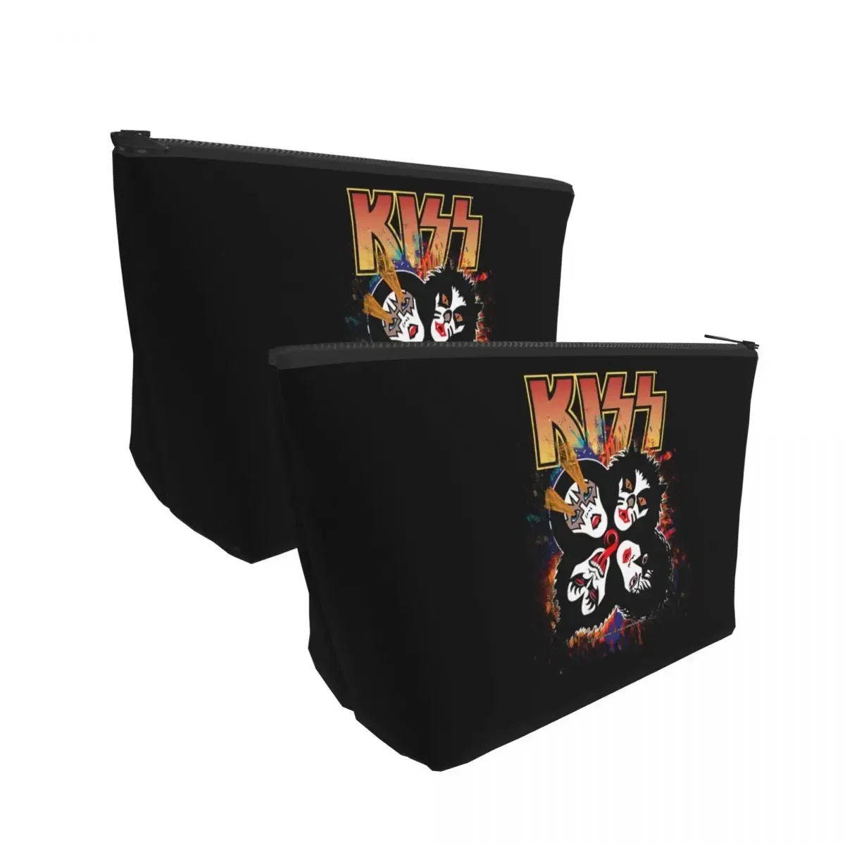 KISS The Band - Rock And Roll Over Splash Logo Makeup Bag for Travel Toiletry Storage Pouch Organizer Dopp Kit Box