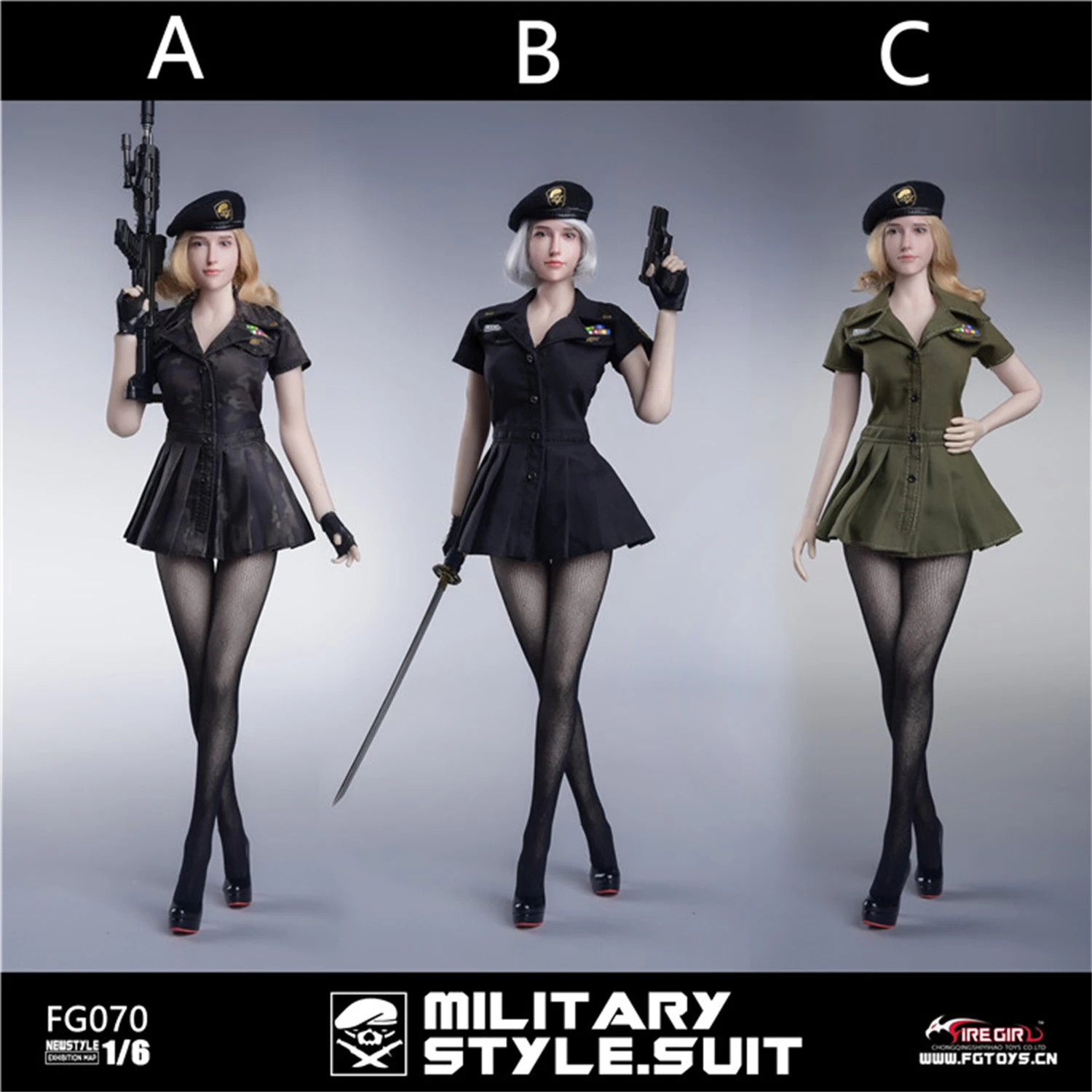 Fire Girl Toys 1/6 FG070 Female Girl Military Dress Clothing Suit Fit 12'' TBLeague Seamless Action Figure Body