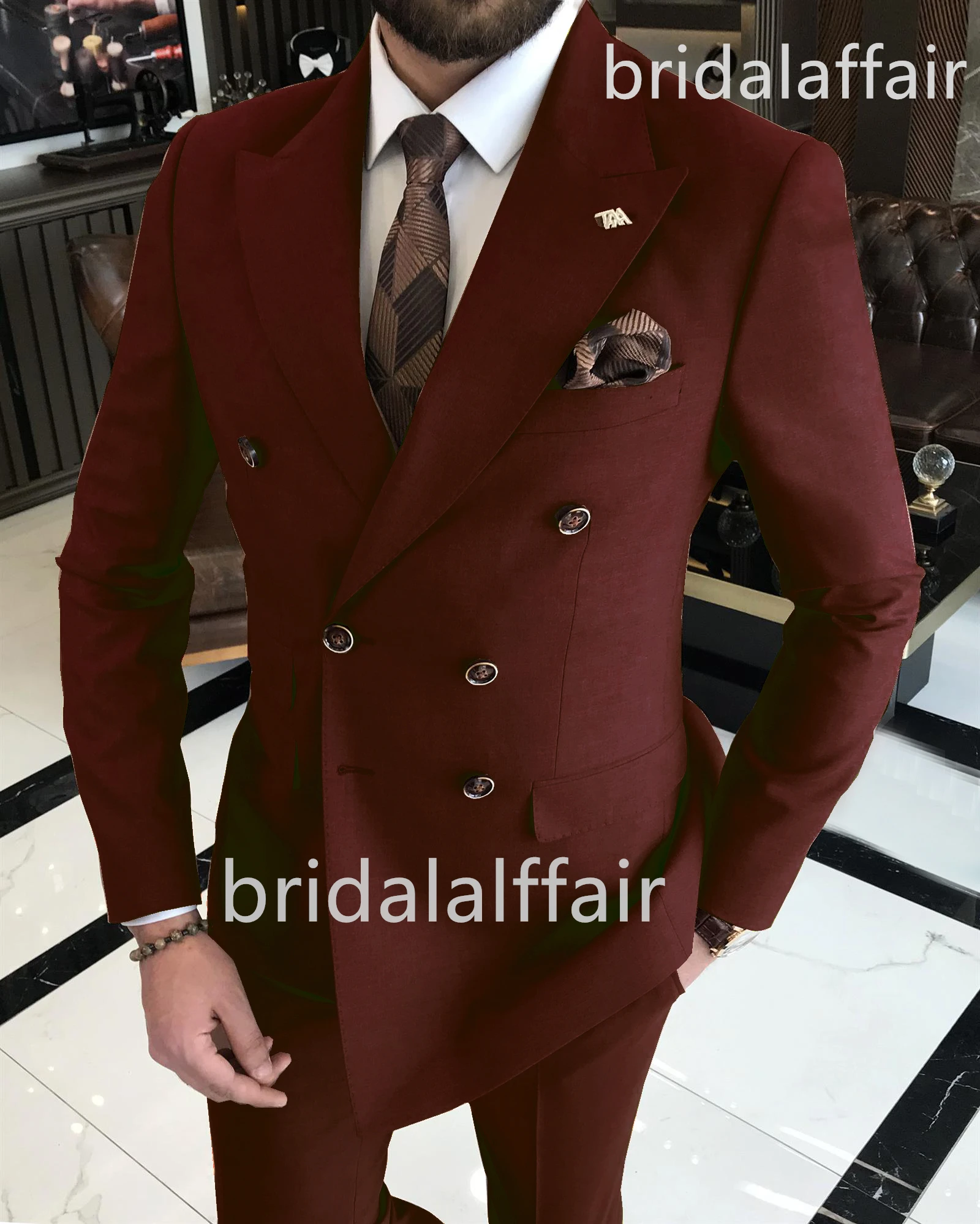 

Bridalaffair Party Dresses Jacket+Pants Fashion Suits For Men Slim Fit Prom Casual Male Blazer Formal Occasion