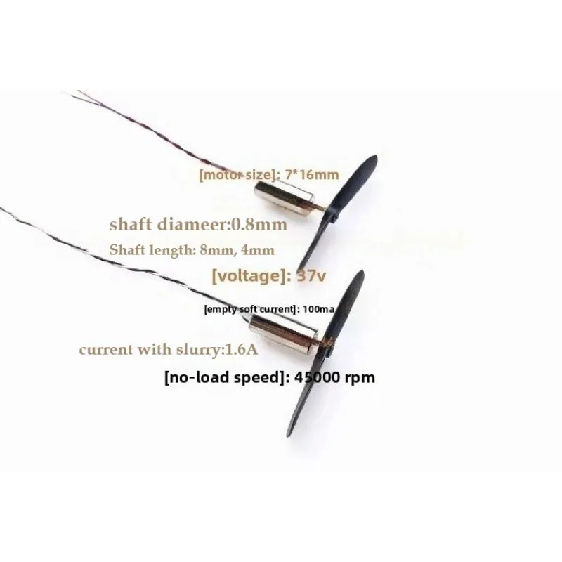 DIY DC3.7V 45000RPM 716 Hollow Cup Coreless High Speed CW CCW Motor with Propeller for DIY Micro FPV Quadcopter