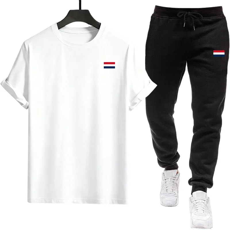 

Jogging Sports Single Piece Versatile Short-sleeved T-shirt and Sport Pants Daily Men's Tracksuit Casual 2026 Summer Outdoors