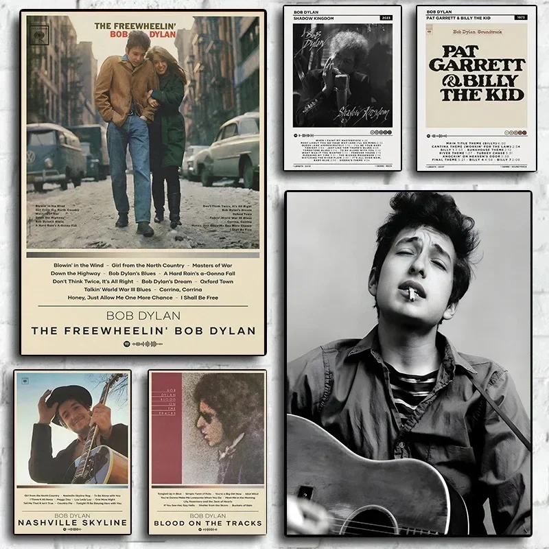Classic Retro Black and White Music Star Bob Dylan Music Album Cover Poster Canvas Paintings Wall Art Pictures Home Decor