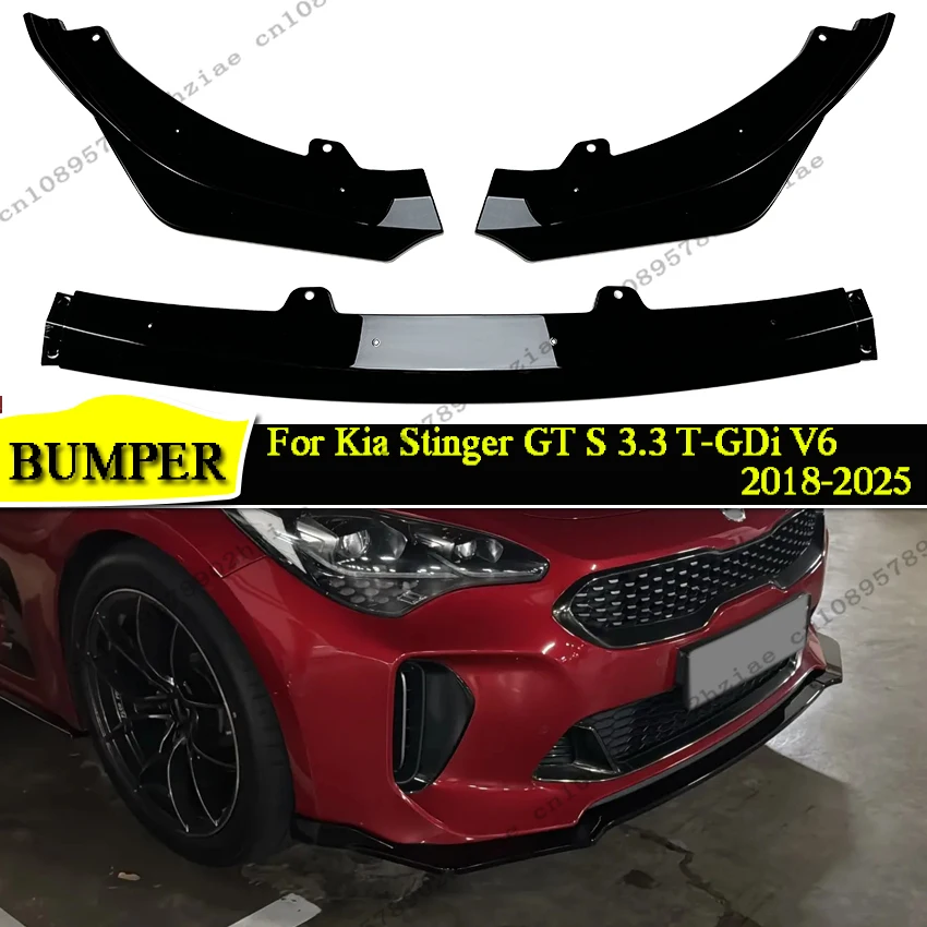 

Front Bumper Diffuser Spoiler Lip Lower Body Kit For Kia Stinger GT 2018-2025 Gloss Black Exterior Parts Tuning