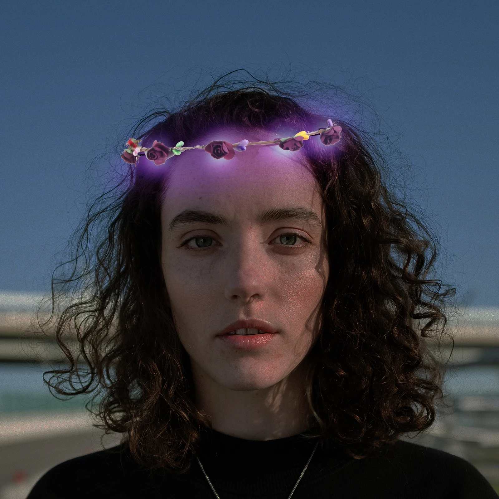 

10pcs Purple Flower Garland Headband LED Beads Glow Adjustable Size Lightweight Comfortable Wear Parties Weddings Bridesmaids