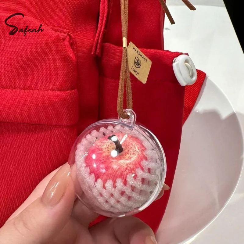 Keychain Bag Keychain Auto Interior Decor Accessories Simulated Fruit Keychain Portable Rearview Mirror Fruit Pendant