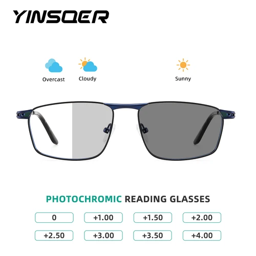 Imagen 1 del producto Lentes fotocromáticas, gafas de sol para hombre, gafas de lectura, gafas graduadas cuadradas para hombre, lentes de lujo a la moda para hombre + 2 3