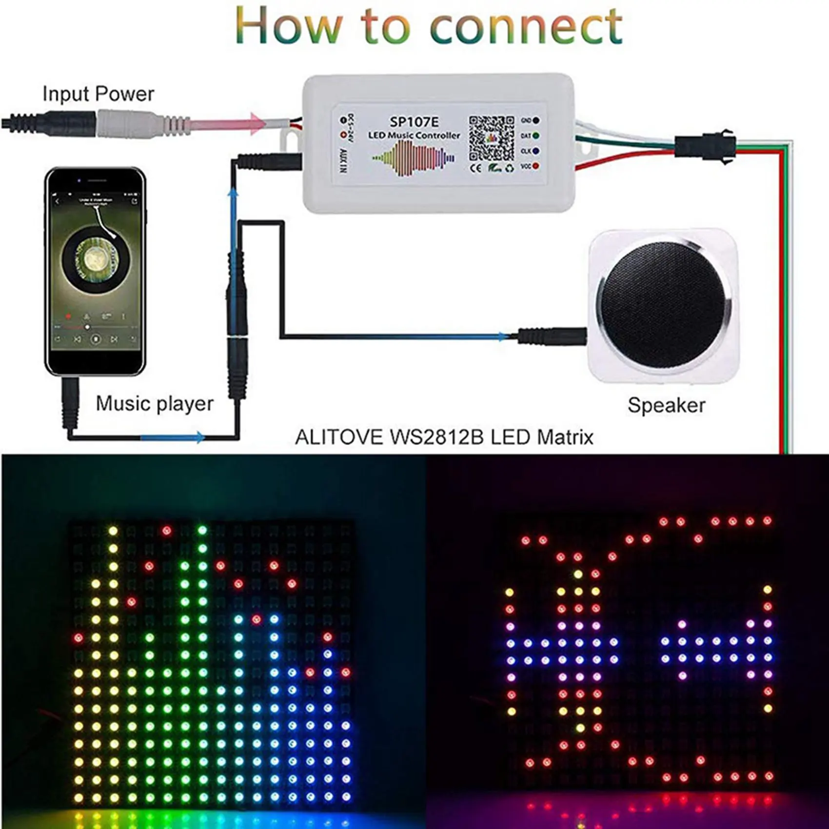 

B50B-3X WIFI RGB SP107E Pixel IC SPI Music Bluetooth Controller For WS2812 SK6812 SK9822 RGBW APA102 LPD8806 Strip DC5-24V