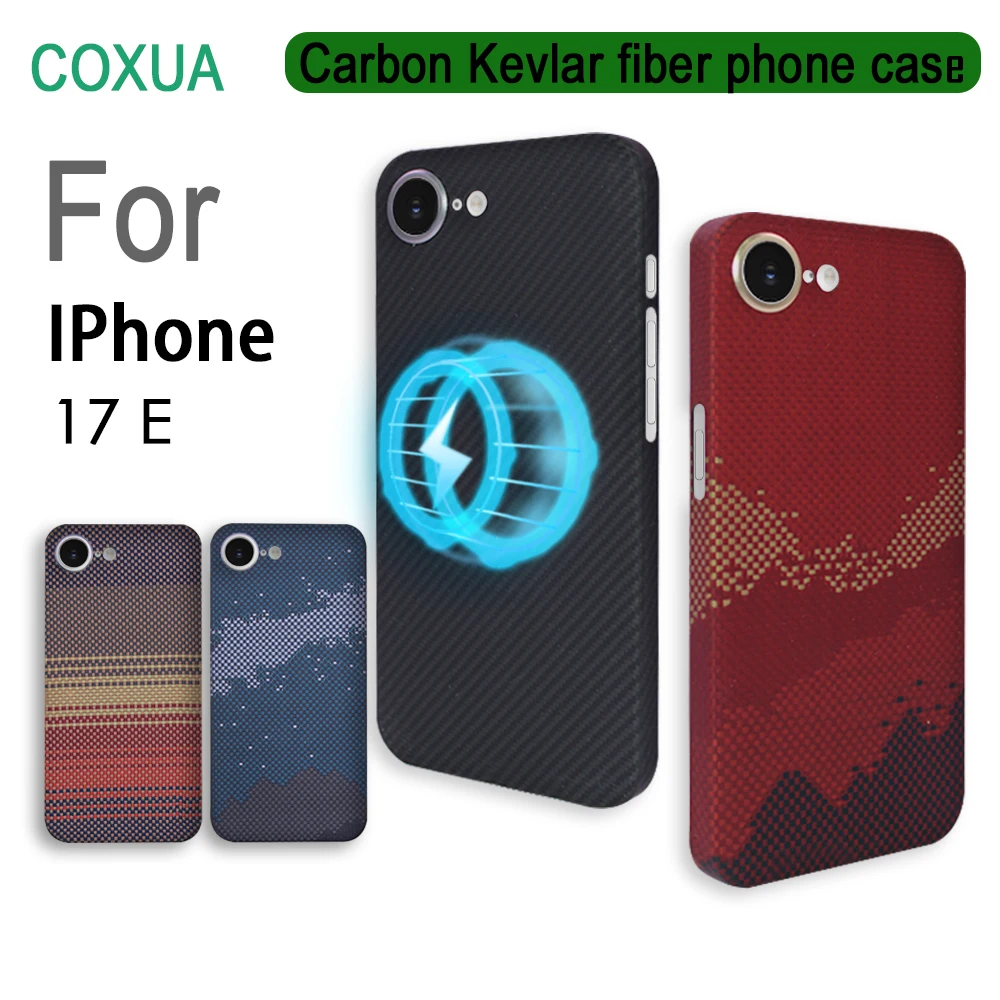 

100% Kevlar Aramid Carbon Fiber Case For iPhone 17e With Magsafe Luxury Cover Magnetic Ultra-Thin Phone Back Case