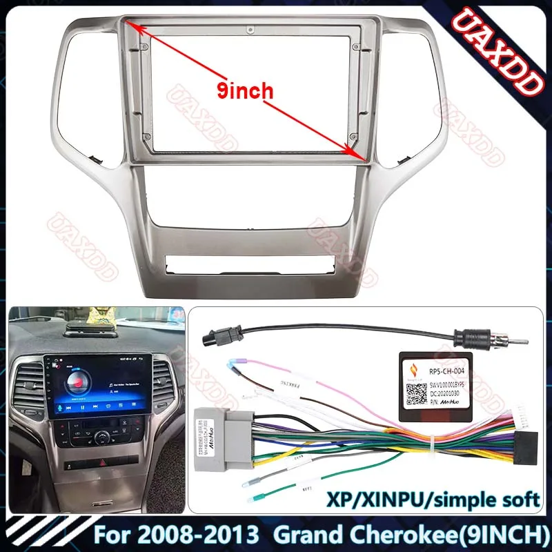 

For Jeep 2008-2013 Grand Cherokee 9INCH UV Car Radio Android Stereo audio screen multimedia video player cables Harness frame