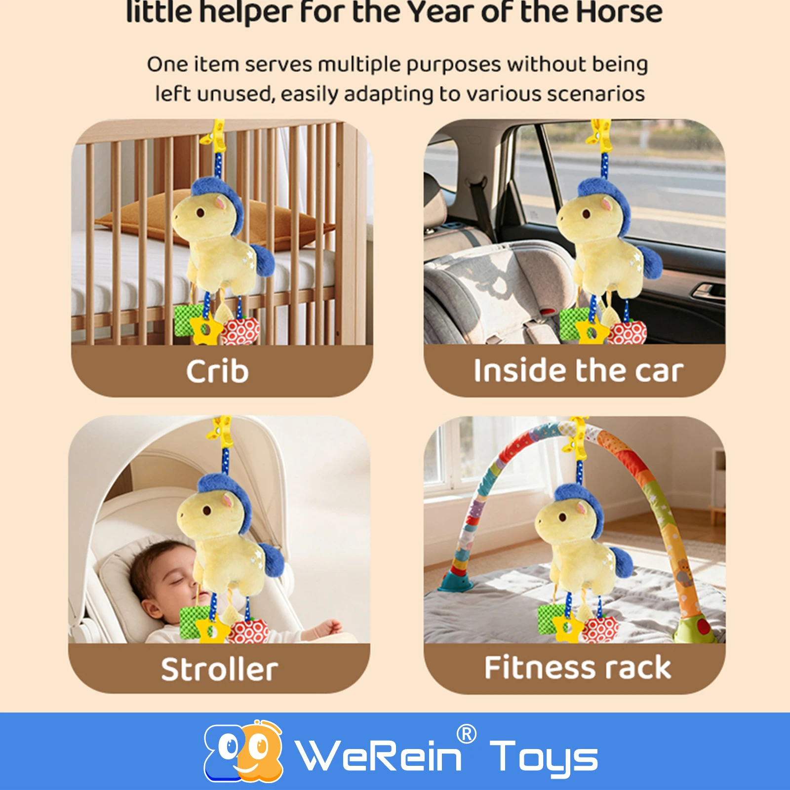 Adorno Colgante para Cuna de Bebé con Forma de Caballo, Regalo de Año Nuevo, Decoración para Cuna de Bebé, Adorno Colgante para Cuna de Bebé para Bebés y Niños Pequeños