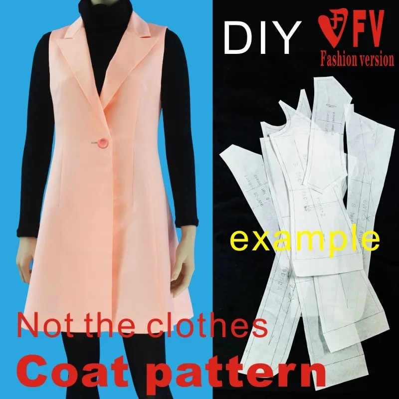 Sewing drawings female soil sleeveless coat coat pattern 1:1 clothing design pattern BFY-149