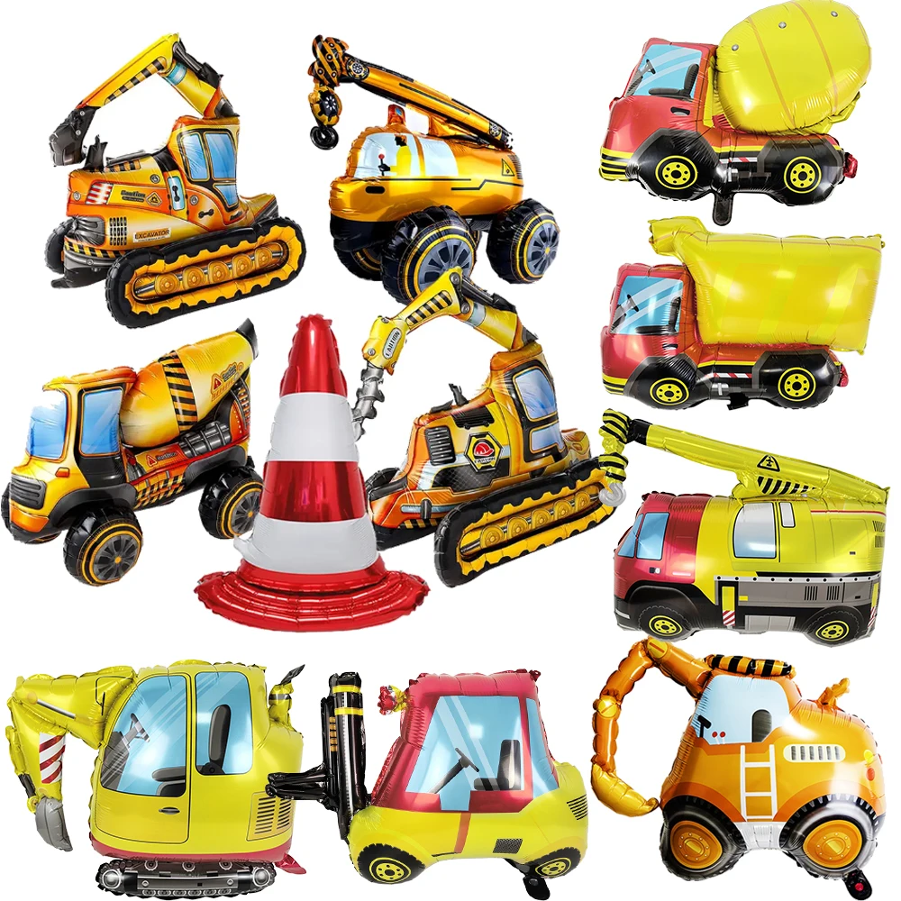 Construction Birthday Party Decor Happy Birthday Excavator Foil Balloon 31\'\' Engineering Vehicle Dump Truck Party Balloons Decor