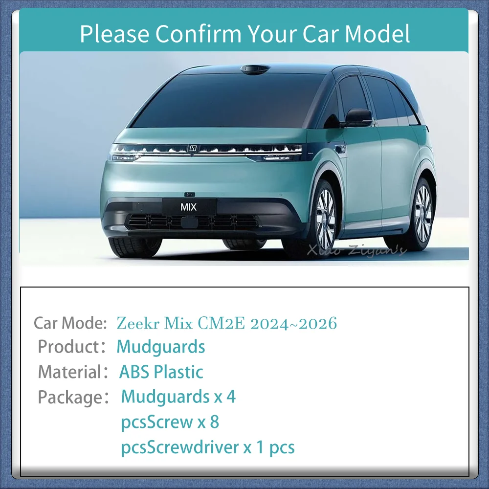 

For Zeekr Mix CM2E 2024~2026 2025 Car Wheel Mudguard Flaps Mud Skin Cover Guards Fenders Splash Parts Accessories PP