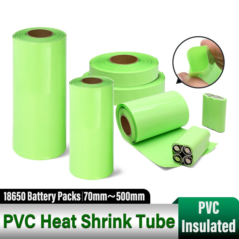 1/3/5M Fruit Green 18650 PVC Heat Shrink Tube 70mm~500mm Precut PVC Shrinkable Tube Insulated Lithium Battery Film Protection