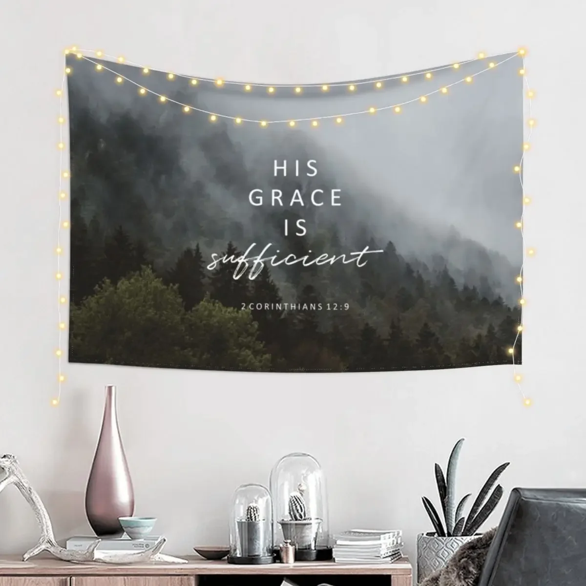 His grace is sufficient Tapestry Wall Tapestries Room Decoration Korean Style Aesthetic Decoration Tapestry