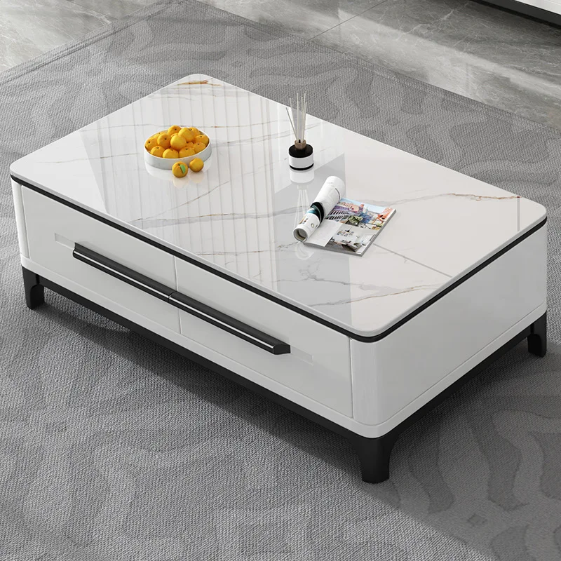 Modern home dining room furniture set Show Case TV Stand Rock board Display White and grey coffee table with Drawers