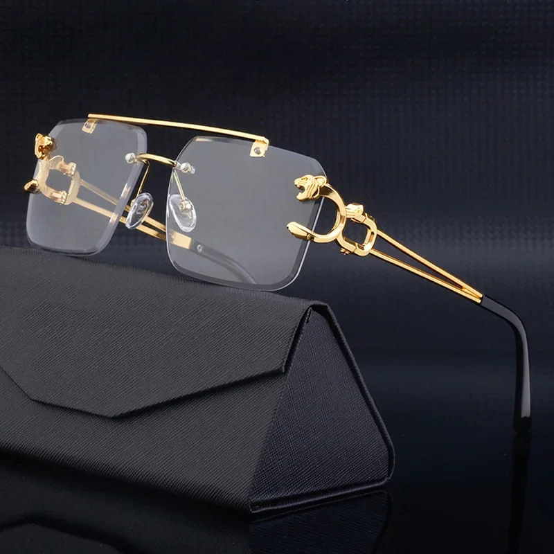 Luxury Square Sunglasses Man Woman Brand Designer Vintage Rimless Sun Glasses Male Female Fashion Retro Mirror Oculos De Sol