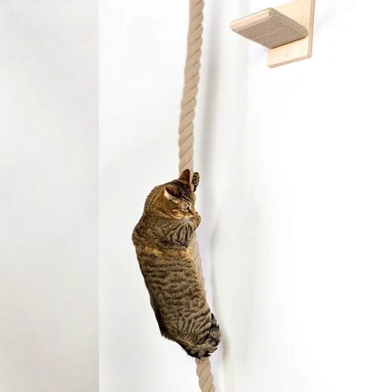 Cat Toys Pet Cat Scratchers Cat Tree Hard-wearing Thick Hemp Rope Kitten Scratching Climbing Toy And Wooden Jumping Platform