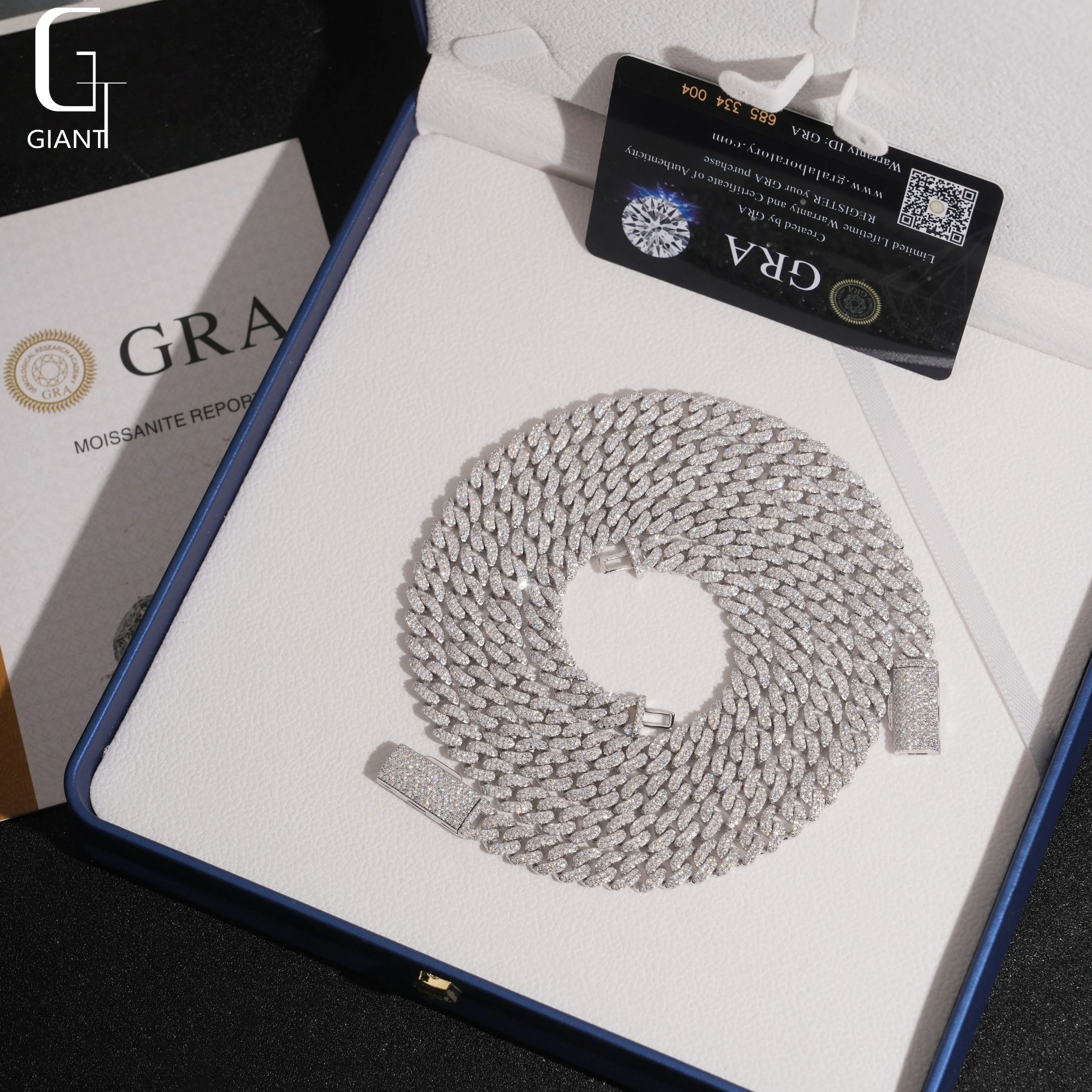 Sale Hot 8mm Moissanite Cuban Link Chain 925 Silver Necklaces HipHop Iced Out Moissanite Cuban Chains Past Diamond Test with GRA