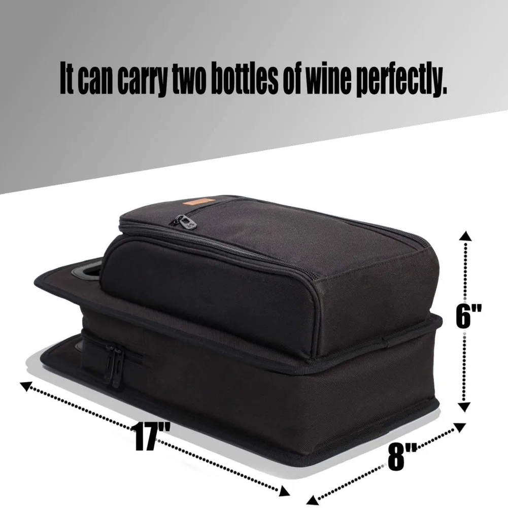 

2 Bottle Wine Bag Carrier Tote Insulated Wine Cooler Bag With Handle Padded Portable Wine Travel Bag for Wine Lovers Gifts