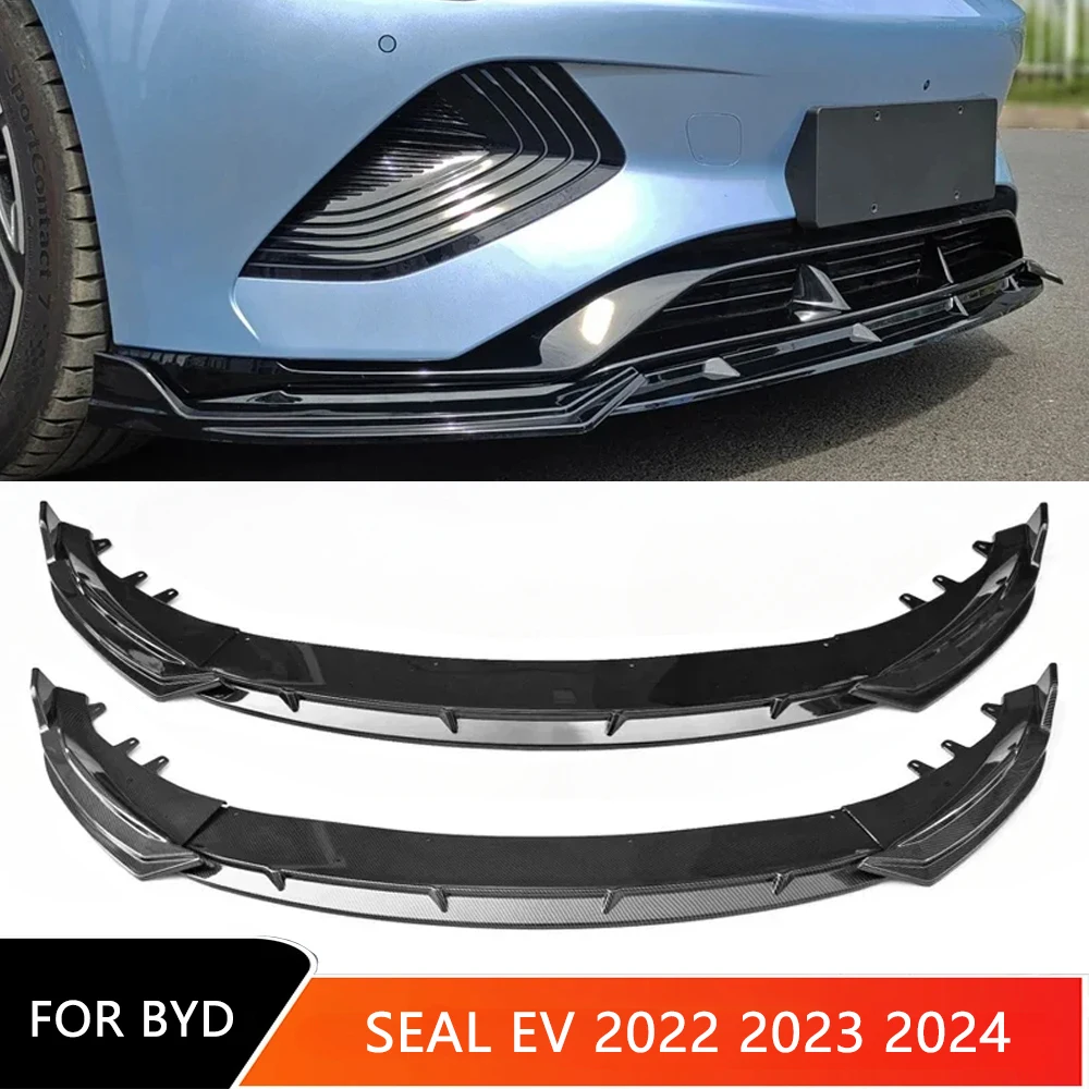 For BYD Seal EV 2022 2023 2024 Car Front Chin Bumper Lip Splitter Canard Spoiler Diffuser Body Kit Glossy Black Auto Accessories