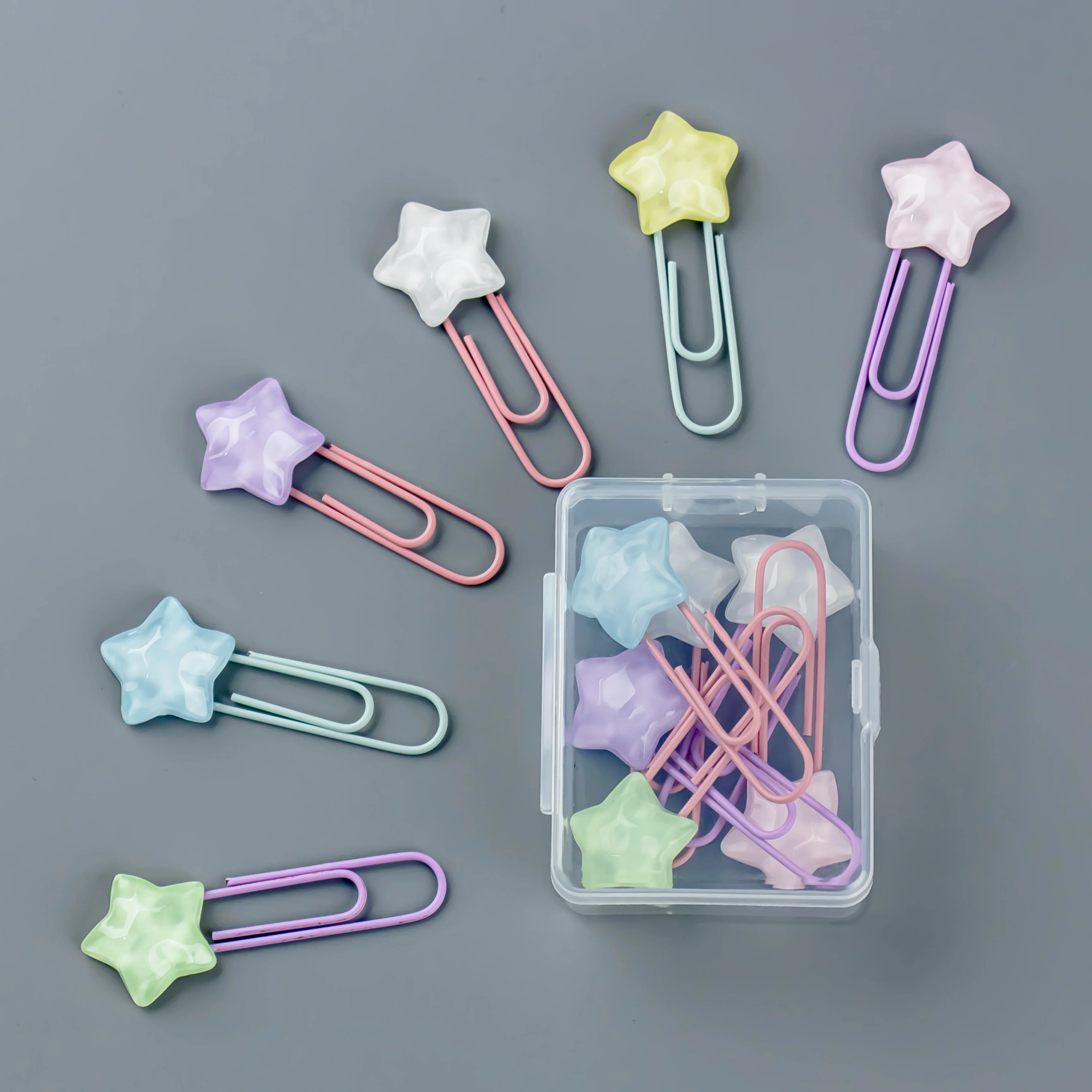 Cute Star Paper Clips Multicolor Macaron Page Markers Decorative Paperclips for Journal Notebook Office School Stationery