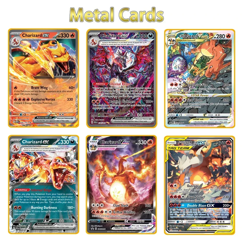 2026 NEW Metal Card 10000 Points Arceus Charizard Super Card English Mewtwo Lucario Greninja Lillie Anime Cards Christmas gift