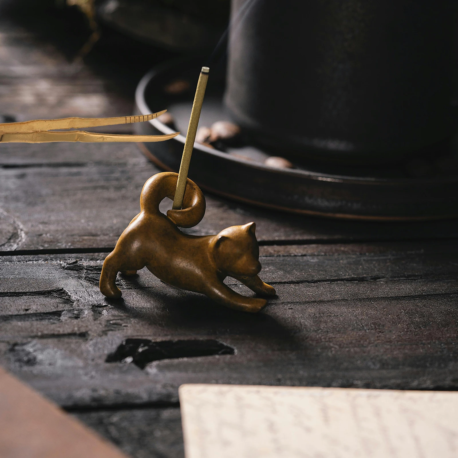 

Bamboo Designed Incense Tong Brass Charcoal Tweezers Long Anti-Scalding Handle Multi-Use Incense Burner Tong Church Tools