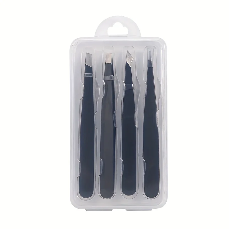 4pcs Precision Tools for Facial Hair,  Eyebrow Grooming  SplinterTweezers Set, Ingrown Hair, Hypoallergenic  Stainless Steel