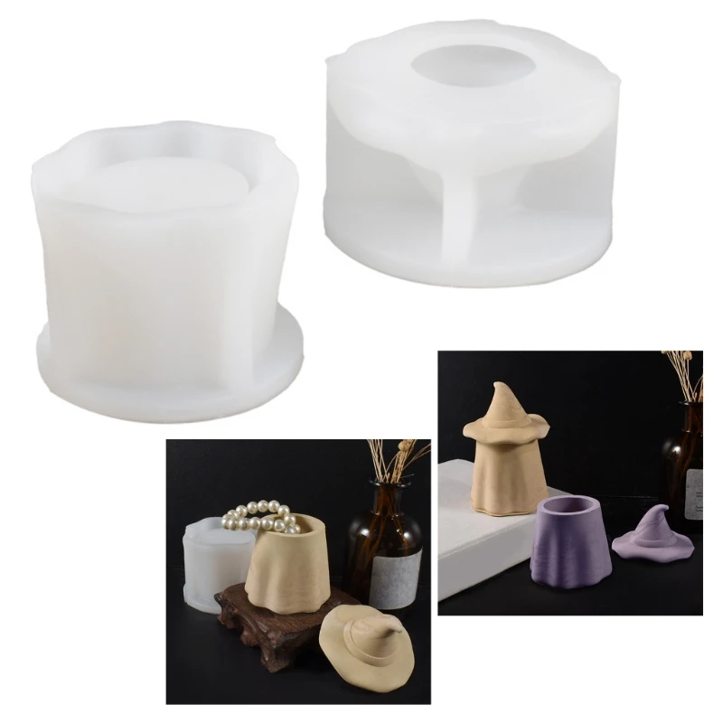 Silicone Mold for Witch Hat Pattern Holder Moulds Organizers Moulds Suitable for Various Materials Multifuntional