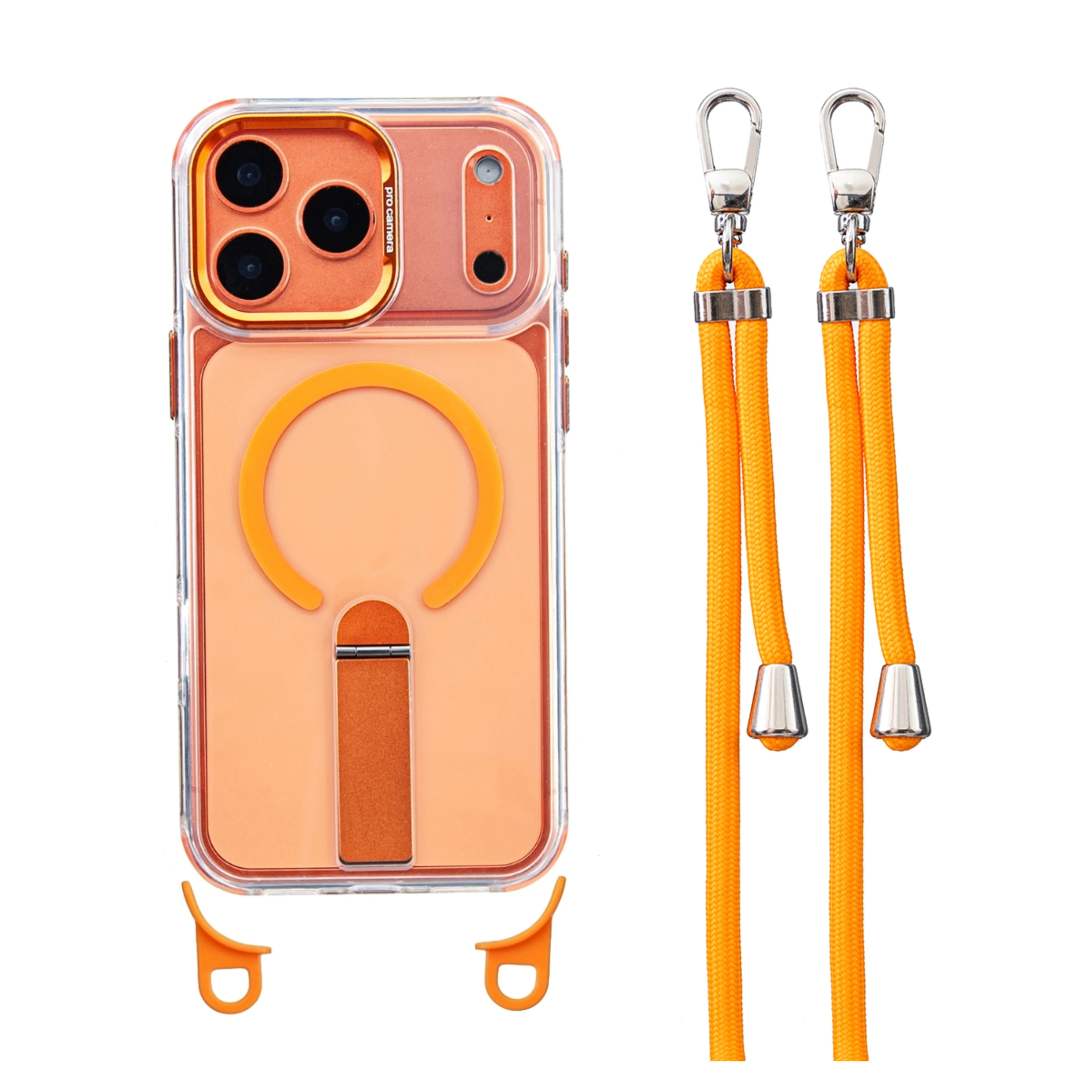 

Strong Magnetic Phone Case for iPhone 17 Pro Max 16 Plus 15 14 13 12 11 Hidden Bracket for Magsafe 6MM Long Lanyard Cover
