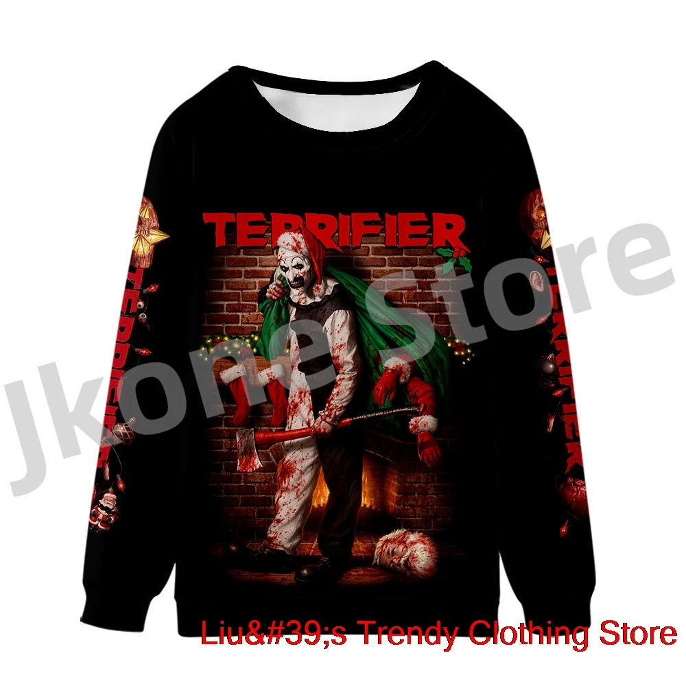 

Terrifier Sweatshirts Christmas Horror Movie Merch Winter Women Men Fashion Casual Long Sleeve T-shirts Top