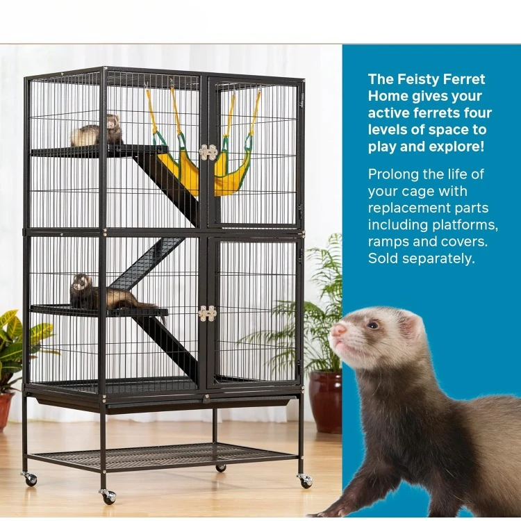 485 Dom dla fretki Feisty ze stojakiem, czarny młotek