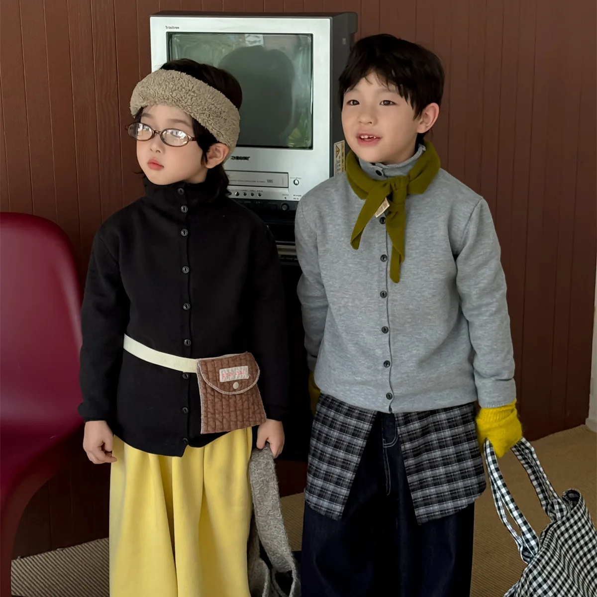 2025 Autumn and Winter New Korean Version Children's Thick Cardigan Sweater Versatile Top Children's Clothing Boys' Sweater