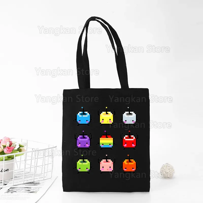 Stardew Valley Canvas Black Shopping Tote Bag Reusable Shoulder Cloth Book Bag Gift Handbag