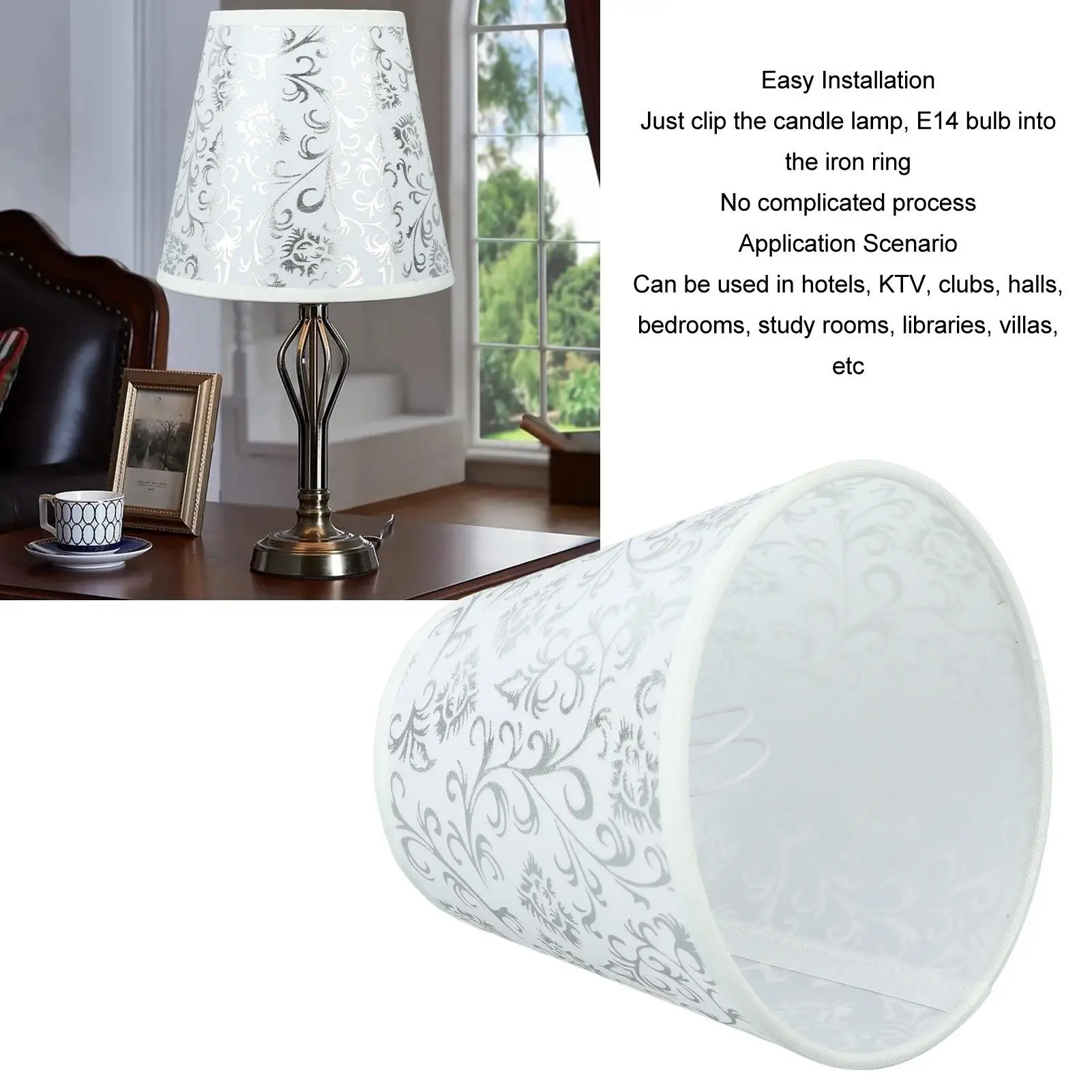 Modern Fabric Clip-On Lampshade for e14 Bulb - Stylish Lampshades for Chandeliers & Table Lamps