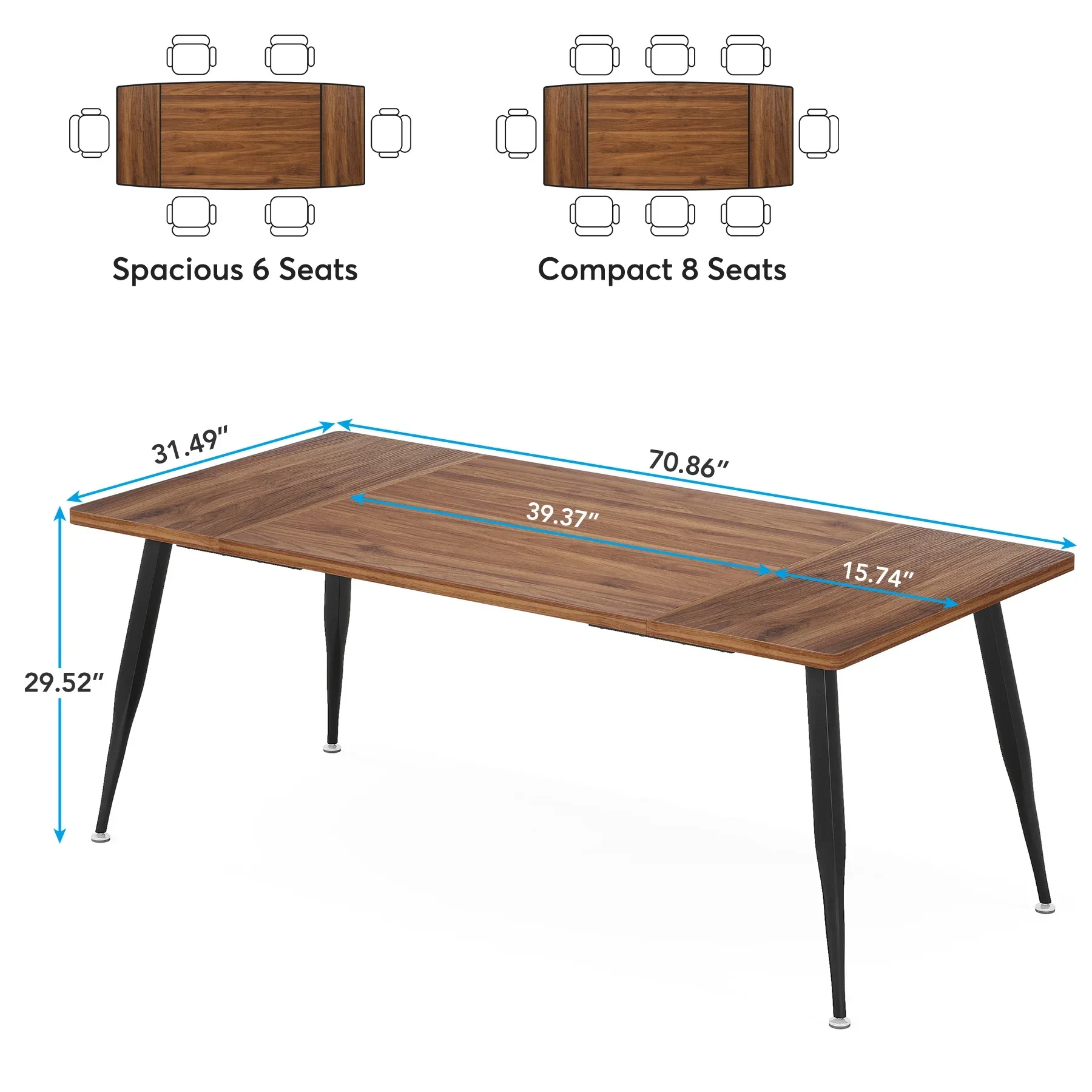 Tribe signs 6ft Konferenz tisch, rechteckige Besprechung tisch tische, moderner industrieller Seminar tisch Sitzungssaal mit Metall beinen