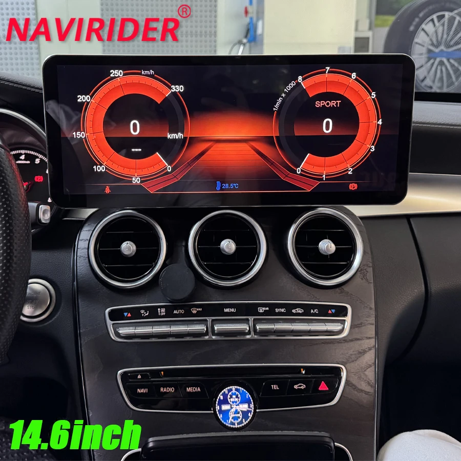 For Mercedes Benz C Class W205 GLC X253 C180 C200 C220 C300 C350 2016-2022 Ultra-thin Screen Android Auto Carplay GPS Navigation