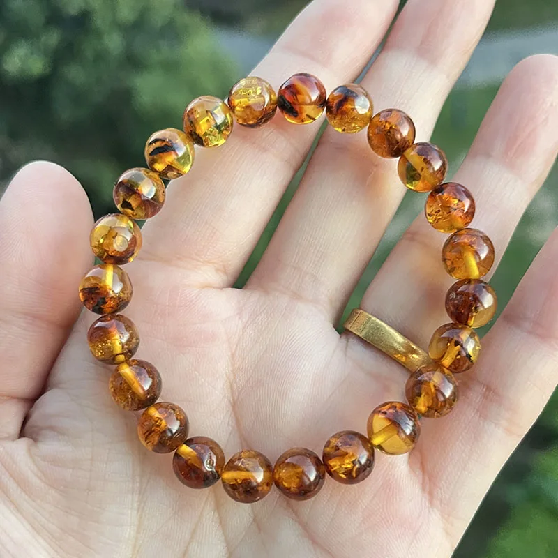 Yoowei 100% Echtes Bernstein-Armband für Unisex, Echte Schwarze Perlen, Unregelmäßiger Natürlicher Pflanzlicher Medizinischer Heilschmuck, Geschenk, Großhandel – Detail 12