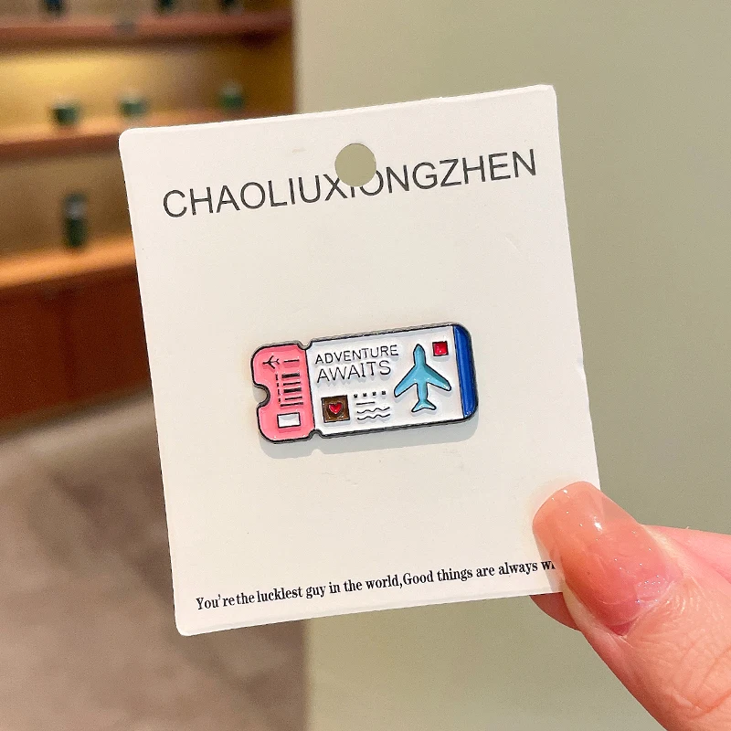 رائعتين على الطريقة اليابانية تذكرة الطائرة بروش للجنسين زوجين شارة الصعود تمرير دبوس الملابس زر بروش التبعي