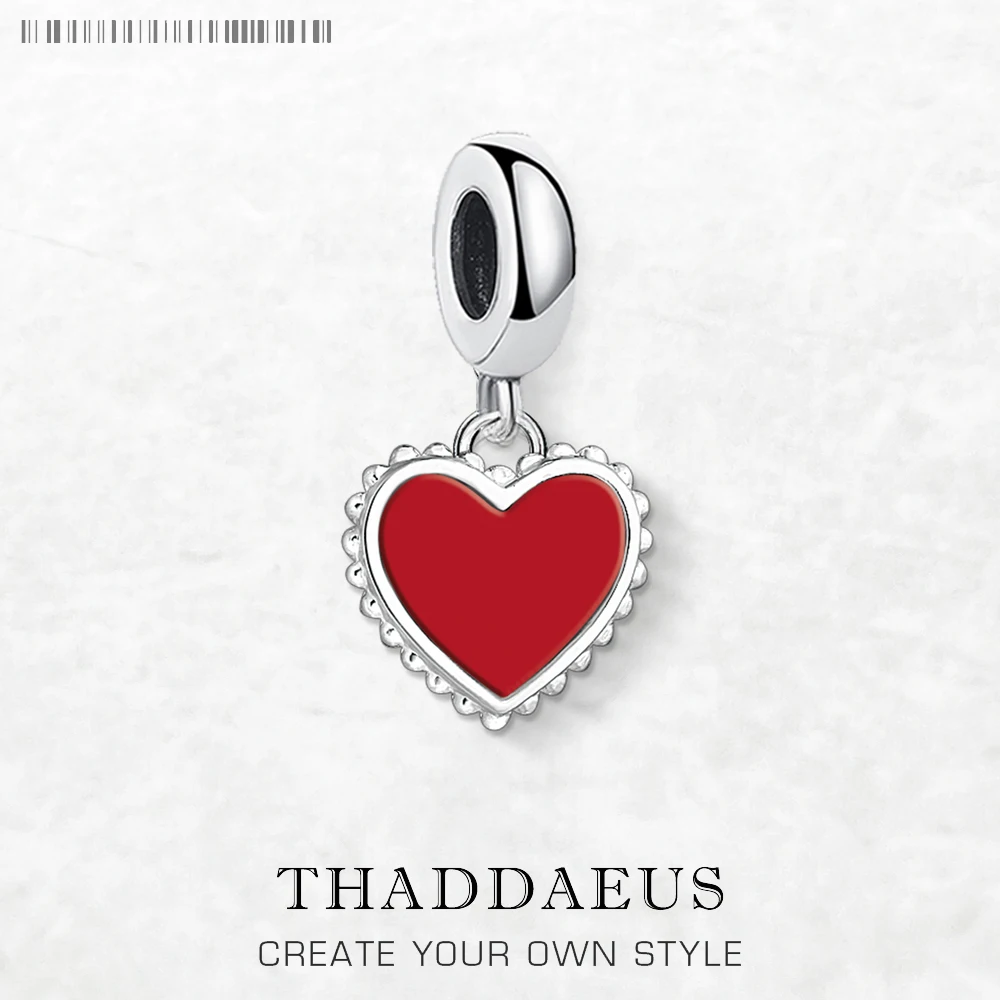 

Red Heart Dangle Charm Pendant Women 925 Sterling Silver Love Romantic Gift Fine Jewelry