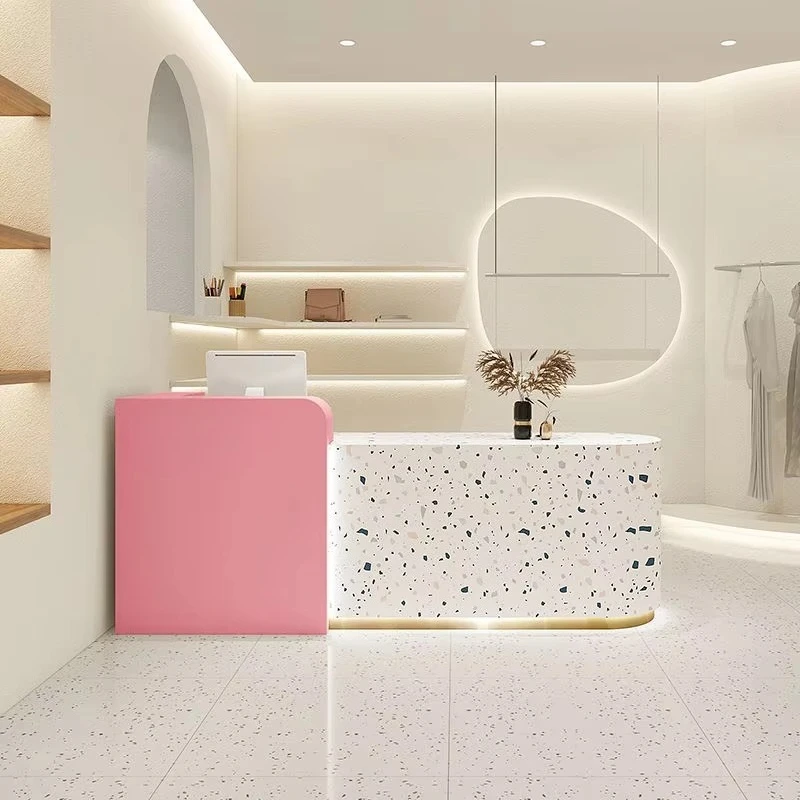 

&c Custom Personality Multi Color Led Spa Reception Counter Beauty Salon Front Desk Minimalist Design Hair Salon Reception Desks